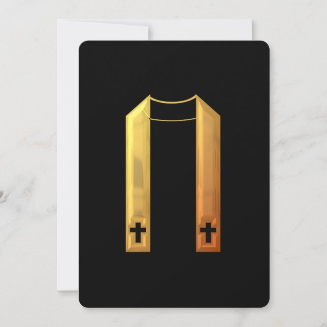 "3-D" guld- Liturgical stolainbjudan Inbjudningar (Framsida)