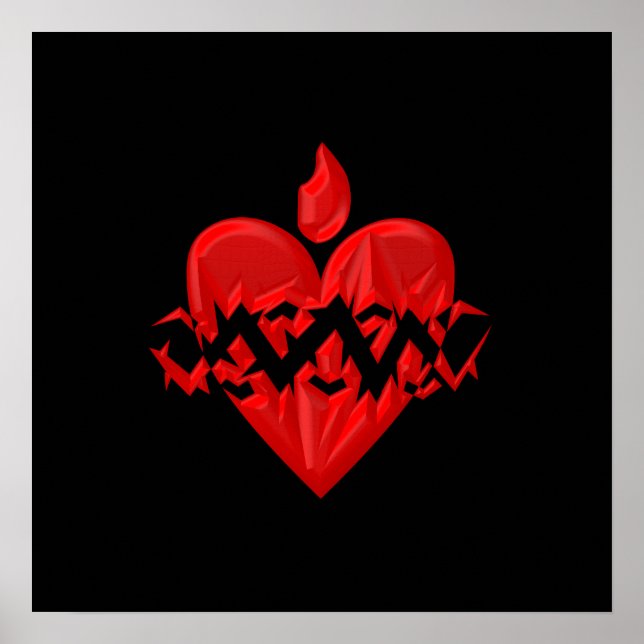 "3-D" Helig hjärtat av Jesus Poster (Framsidan)