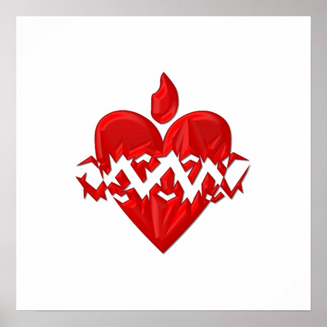 "3-D" Helig hjärtat av Jesus Poster (Framsidan)