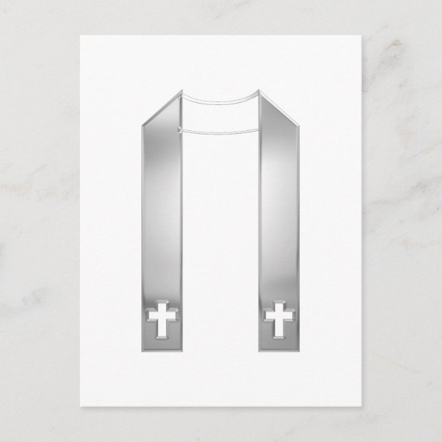 3-D Look Silver Präststola Vykort (Framsida)