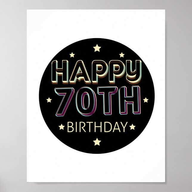 3 d mörk färglös runt lycklig 70-årsdagen poster (Framsidan)