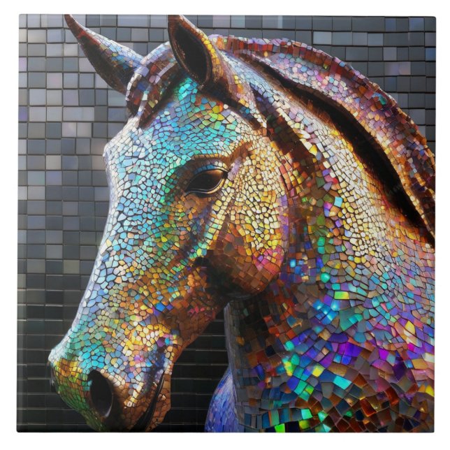 3-d mosaikhästhuvudstaty kakelplatta (Framsidan)