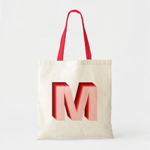 3-D Ombre Monogram Red Rosa Tote Tygkasse
