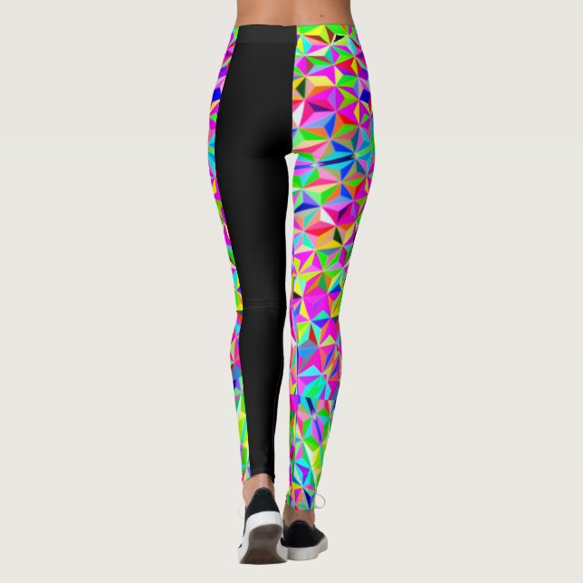 3-d-polygon mönster med flera färg leggings (Baksida)