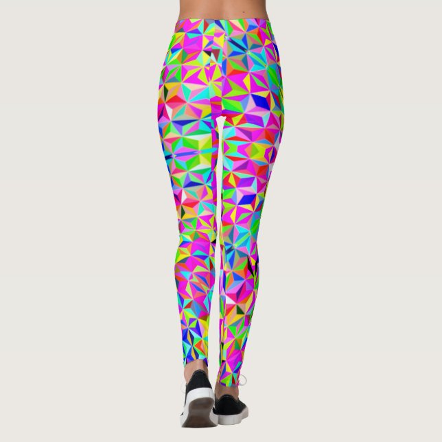 3-d-polygon mönster med flera färg leggings (Baksida)