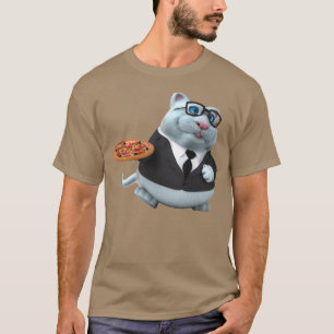 3 D Universe Cute Cat med Pizza T-Shirt som är i b