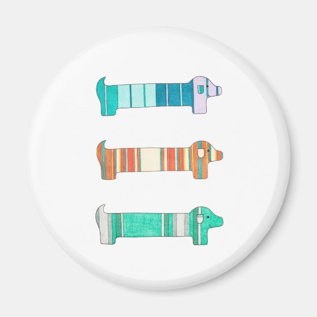 3 Dachshund Färg-studie #1 Magnet (Framsidan)
