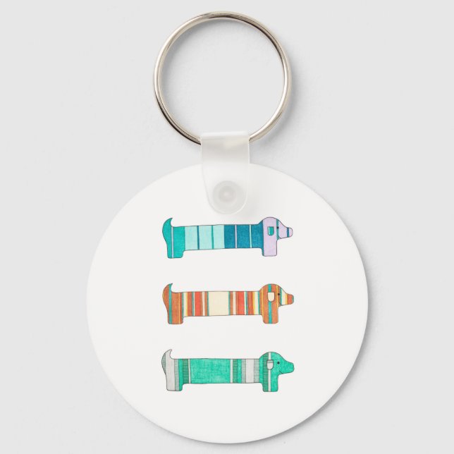 3 Dachshund Färg-studie #1-nyckelkedja Nyckelring (Framsida)