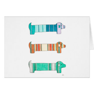 3 Dachshund Färg-studie nr 1 Hälsningskort