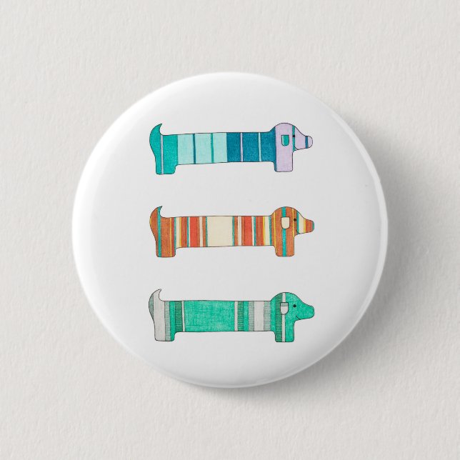 3 Dachshund Färg Study #1 Pinback Button Knapp (Framsida)