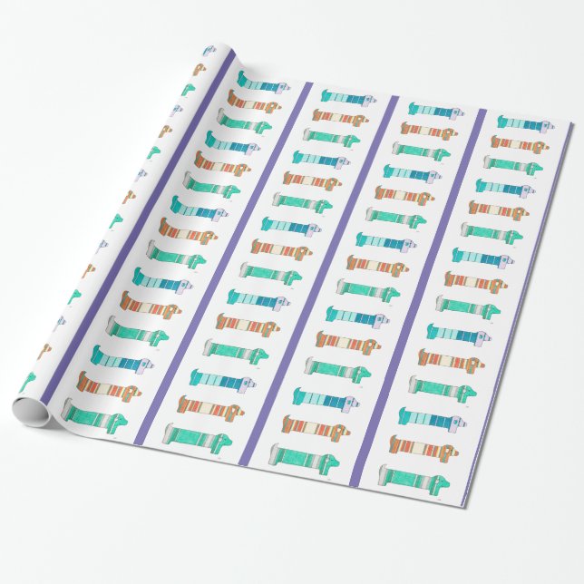 3 Dachshund Färg Study #1 Wrapping Papper Presentpapper (Utrullad)