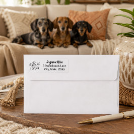 3 Dachshunds Doodle Returadress Etikett