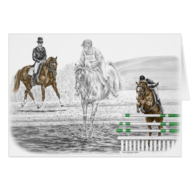 3 dagars kombinerad träning av ridhästar hälsningskort (Framsidan Horizontal)