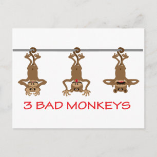 3 Dåliga apor Vykort