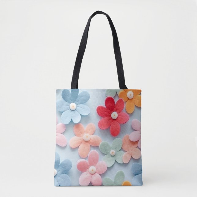 3 Dimensional Flowers Tote Bag Tygkasse (Framsida)