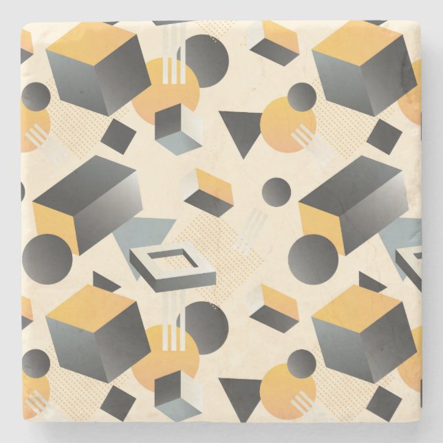 3-dimensionella former, rutor, kuber och trianglar stenunderlägg (Framsidan)