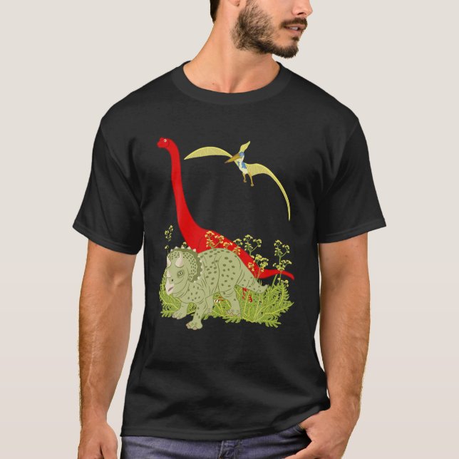 3 dinosaurier, Giant Dandelion, Triceratops T Shirt (Framsida)