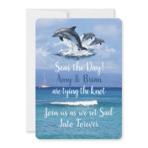 3 Dolphins Ocean Wedding Invite Seas the Day