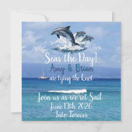 3 Dolphins Ocean Wedding Invite Seas the Day Spara Datumet