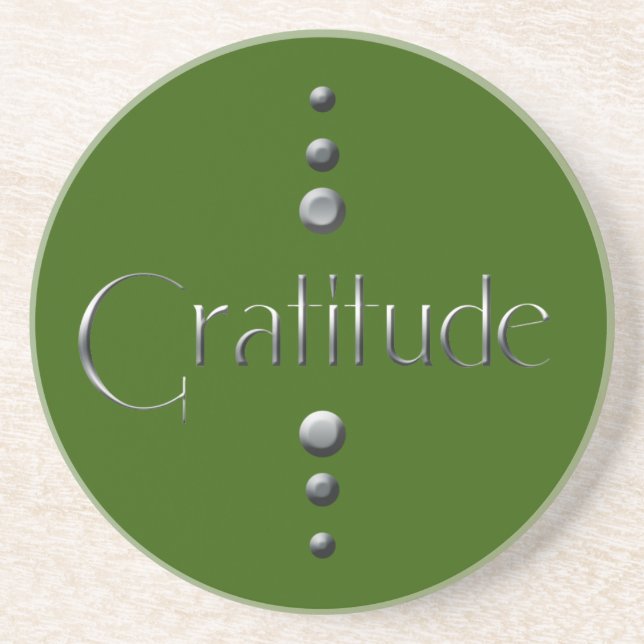 3 Dot Silver Block Gratitude & Grönt - bakgrund Underlägg Sandsten (Framsidan)