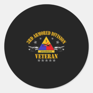 3:e Armored Division Veteran Vintage Patriotic Fla Runt Klistermärke