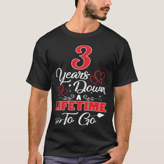 3:e årsdagen. 3 år ner i livstid t shirt (Framsida)