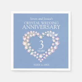 3:e årsdagen för bröllopens hjärta, eget namn blåt pappersservett