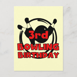 3:e Bowling Födelsedags T-shirts och presenter Vykort