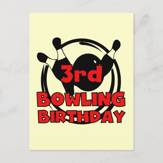 3:e Bowling Födelsedags T-shirts och presenter Vykort (Framsida)