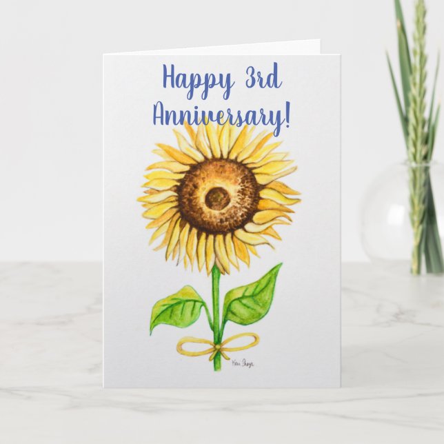 3:e bröllop-årsjubileet för hälsningskort tomt inu kort (Framsida)