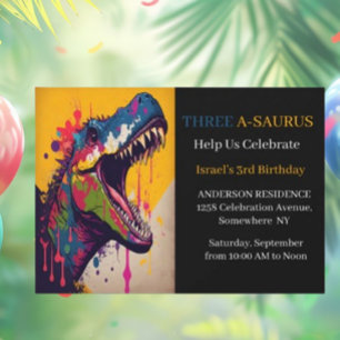 3:e dinosaur födelsedagsfesten inbjudningar