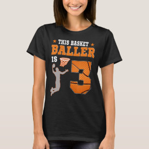 3:e födelsedag Basketboll 3 år gammalt Temaparty T Shirt