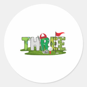3:e födelsedag Golf-tema 3:e året Gamla barn - idr Runt Klistermärke