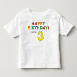 3:e födelsedag med färgat alfabet första Namn T Shirt