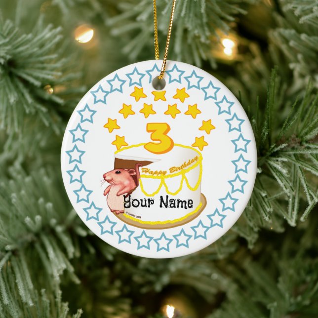 3:e födelsedag Party Mouse Birthday-prydnader Julgransprydnad Keramik (Träd)