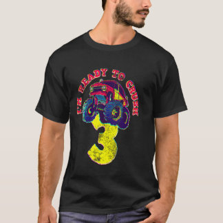 3:e födelsedagen 3 år gammal monster Lastbilar Vin T Shirt
