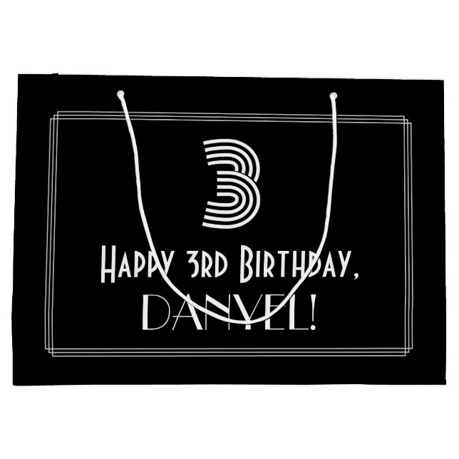 3:e födelsedagen - Art Deco Inspired Titta "3" & N (Baksidan)