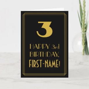 3:e födelsedagen ~ Art Deco Inspired Titta "3" & N Kort