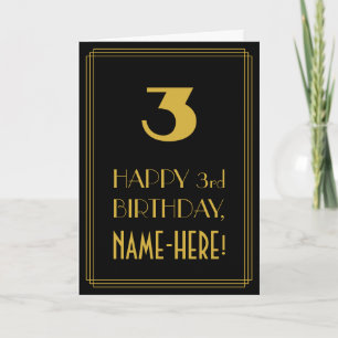 3:e födelsedagen - Art Deco Inspired Titta "3" och Kort