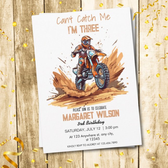 3:e födelsedagen Dirt Bike Boy Editable Inbjudningar (Skapare uppladdad)