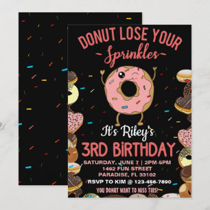 3:e födelsedagen Donut Theme Funny Citat Inbjudningar