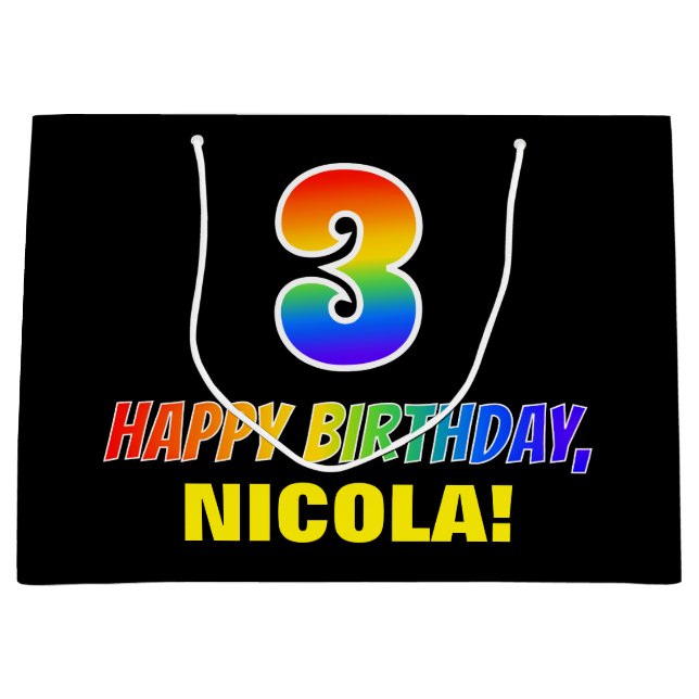 3:e födelsedagen: fetstil, Roligt, enkel, regnbåge (Framsidan)