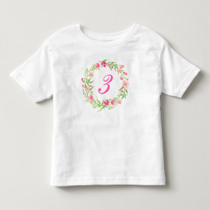 3:e födelsedagen Flickor med vattendjup Blommigt  T Shirt