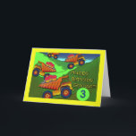 3:e födelsedagen för Grandson, Lastbil, Muffinsar Kort<br><div class="desc">Färglöst lastbil med muffinsar är redo att fylla på det för en barnsons 3-årsdag. Art,  bild och versell copyright © Shoaff Ballanger Studios.</div>