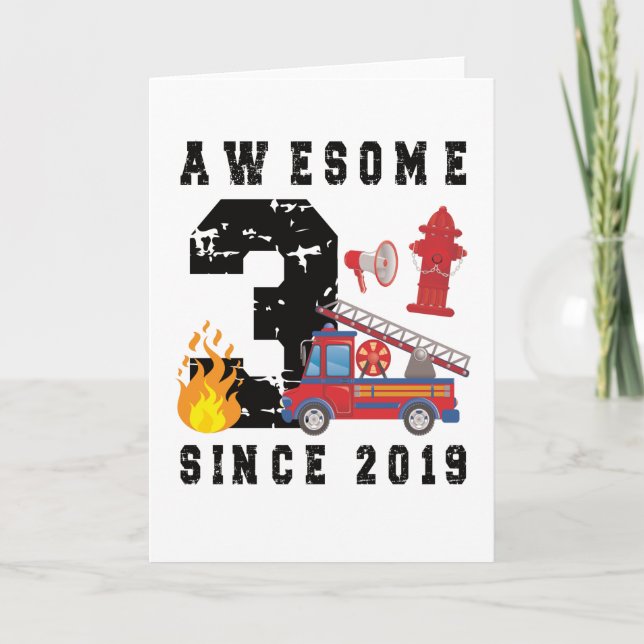 3:e födelsedagen Gift Firefighter Boy Born 2019 Kort (Framsida)