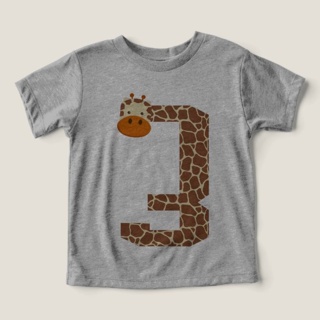 3:e födelsedagen Giraffe Animal 3-åriga pojkar T Shirt (Design Framsida)