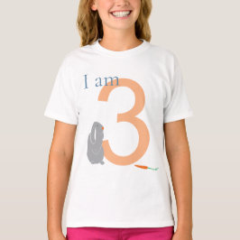 3:e födelsedagen Modern Minimal Grått Bunny T-Shir T Shirt