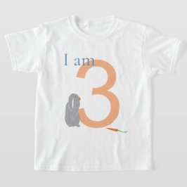 3:e födelsedagen Modern Minimal Grått Bunny T-Shir T Shirt