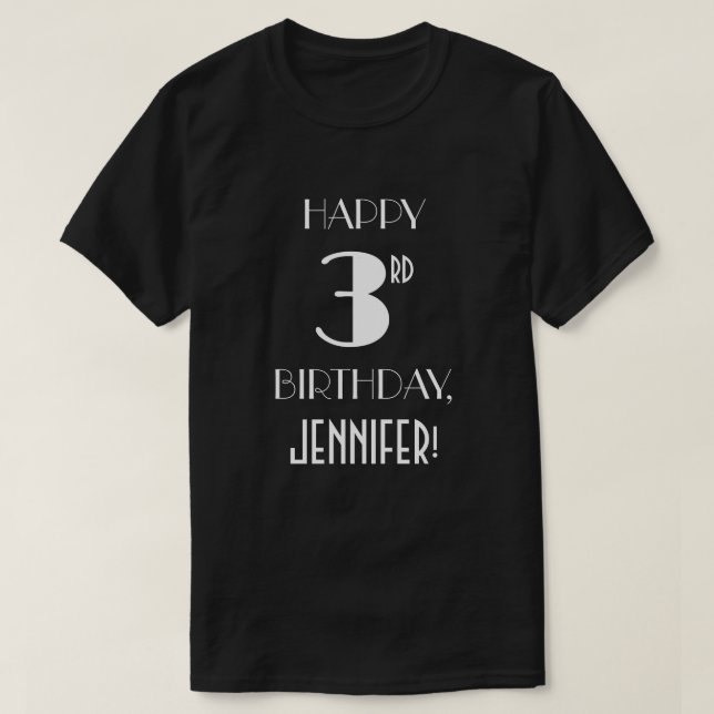 3:e födelsedagen Party - Art Deco Inspired look Sh T Shirt (Design framsida)