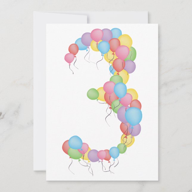 3:e födelsedagen Party-bubblor, Anpassningsbar Inb Inbjudningar (Framsida)